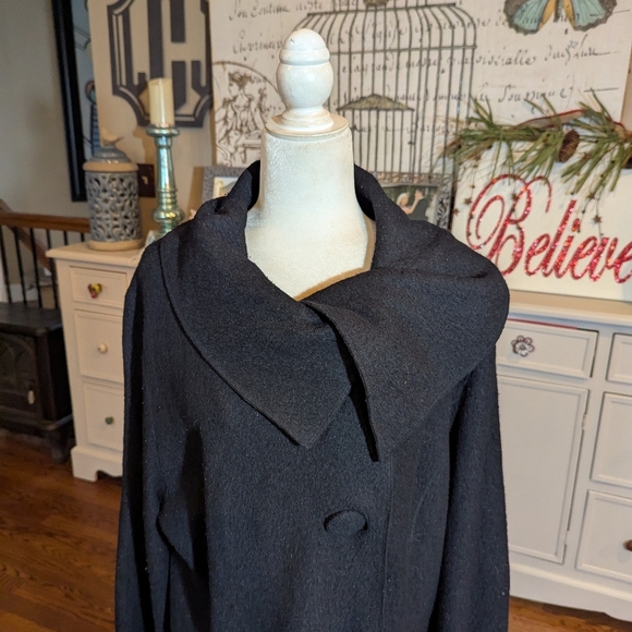 Sandro Boiled Wool Swing Jacket Plus Size Designer Minimalist Sz 1x - Picture 3 of 11